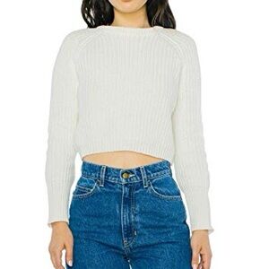 NWOT American apparel USA fisherman crop sweater medium m ivory